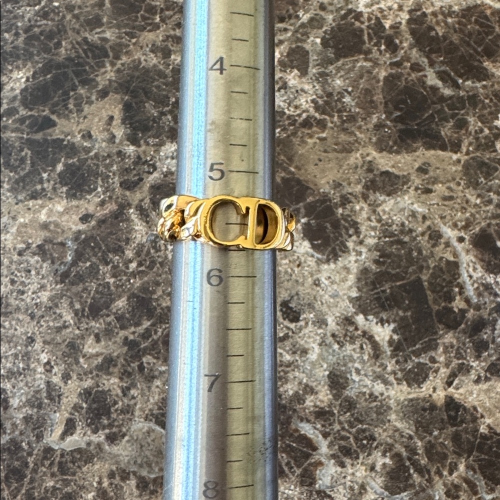 Christian Dior cd logo gold chain link ring size 5.5 - Picture 7 of 8